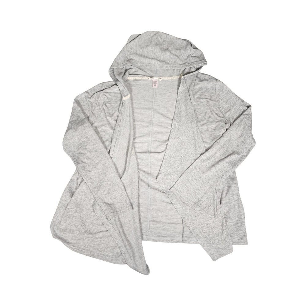 VICTORIAS SECRET Gray Hoodie Cardigan‎ Open Front Lightweight Lounge XL